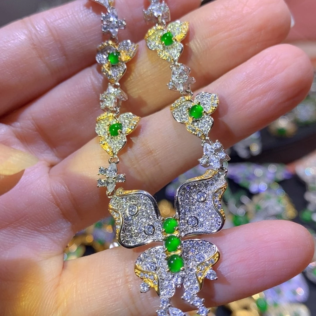 银S925镶嵌挂件翡翠