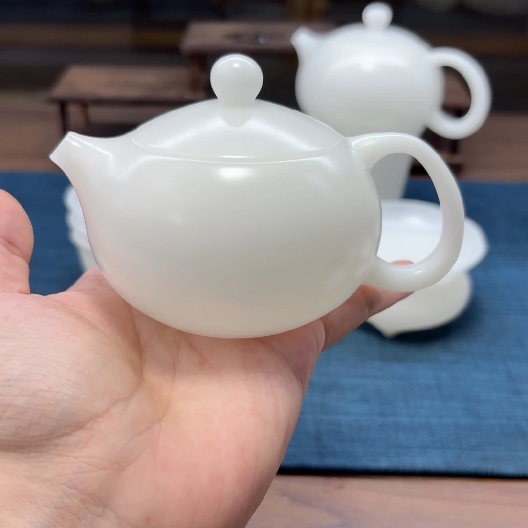 150毫升薄胎素烧璞玉冰种玉瓷茶具
