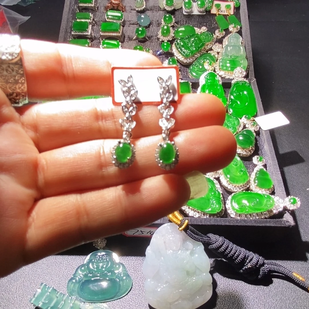 翡翠未镶嵌耳饰A货翡翠10