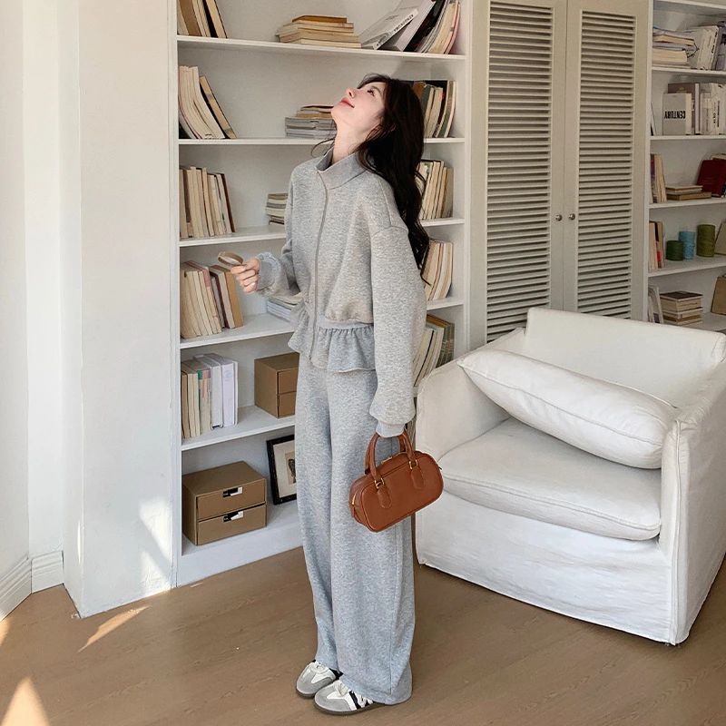 2025超火春装新款开春穿搭套装女弯刀阔腿裤春御姐风情卫衣两件套