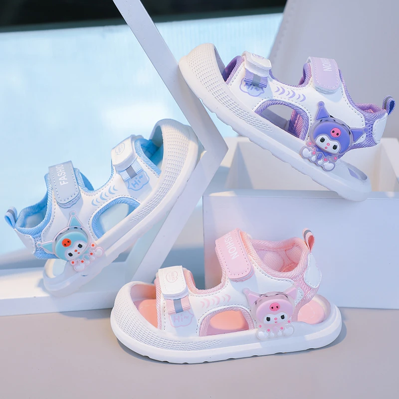 2025夏季新款皮平底男童女童儿童宝宝防滑休闲卡通沙滩鞋凉鞋包头
