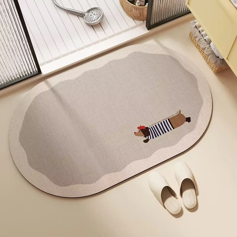 椭圆型硅藻泥浴室地垫卫浴专用吸水防滑脚垫卫生间门口耐脏速干垫