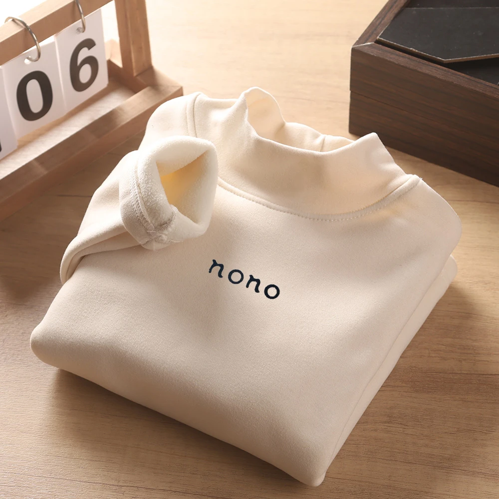 儿童加绒加厚保暖打底上衣男女童2025冬季新款中大童半高领打底衫