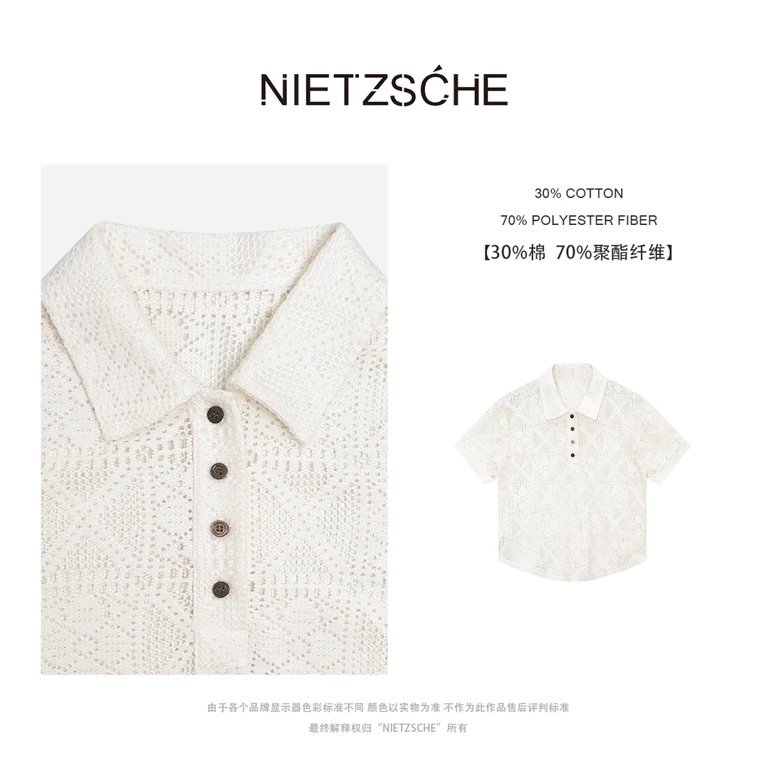 Nietzsche｜蕾丝Polo衫｜王炸单品！美醉～设计师款告知高级感白61789