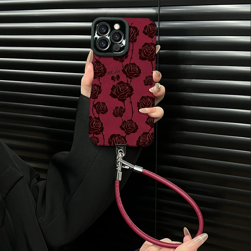 满屏玫瑰适用苹果vivo华为oppo小米iPhone16瞳眼毛皮防摔手机壳