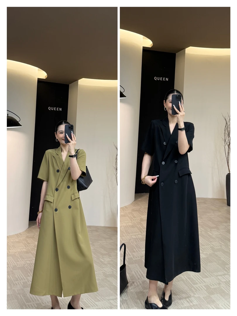 美丽定制极简西服半袖长裙160斤以内