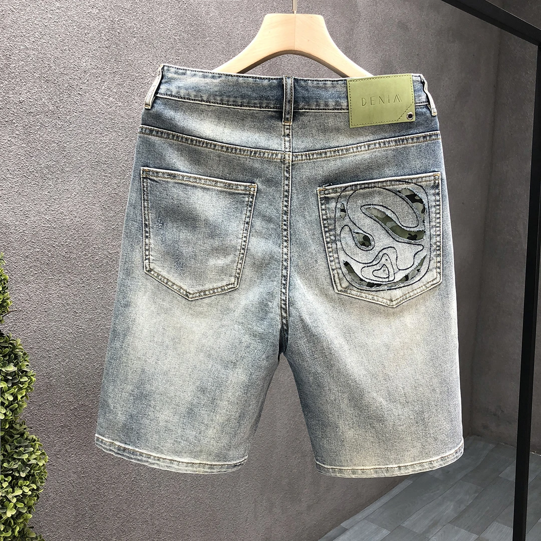 郎的设计感高端牛仔短裤男生潮牌直筒五分裤2025夏季新款薄款中裤