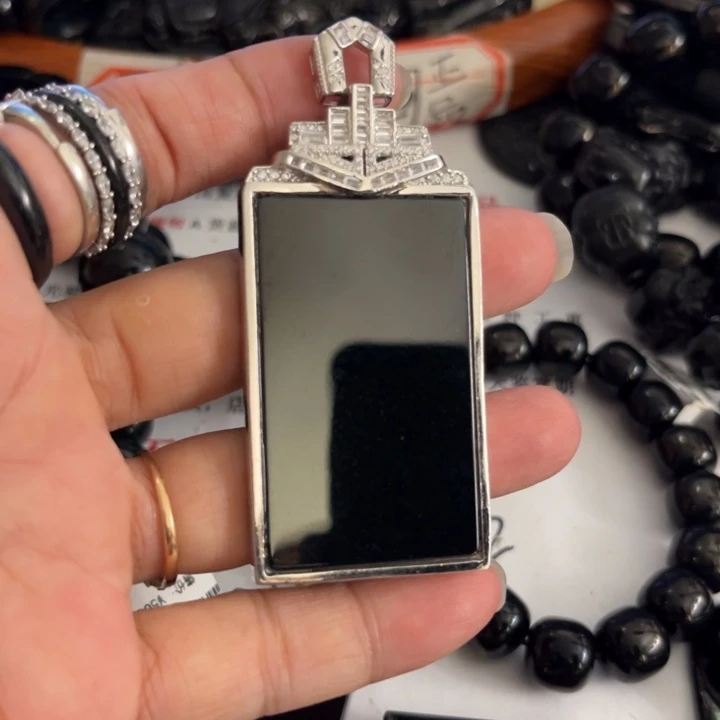 翡翠银S925镶嵌颈饰墨翠