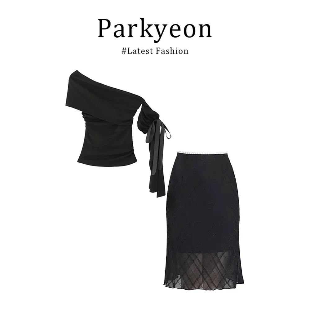 parkyeon通勤穿搭套装女夏季小个子独特漂亮短袖上衣半身裙一整套