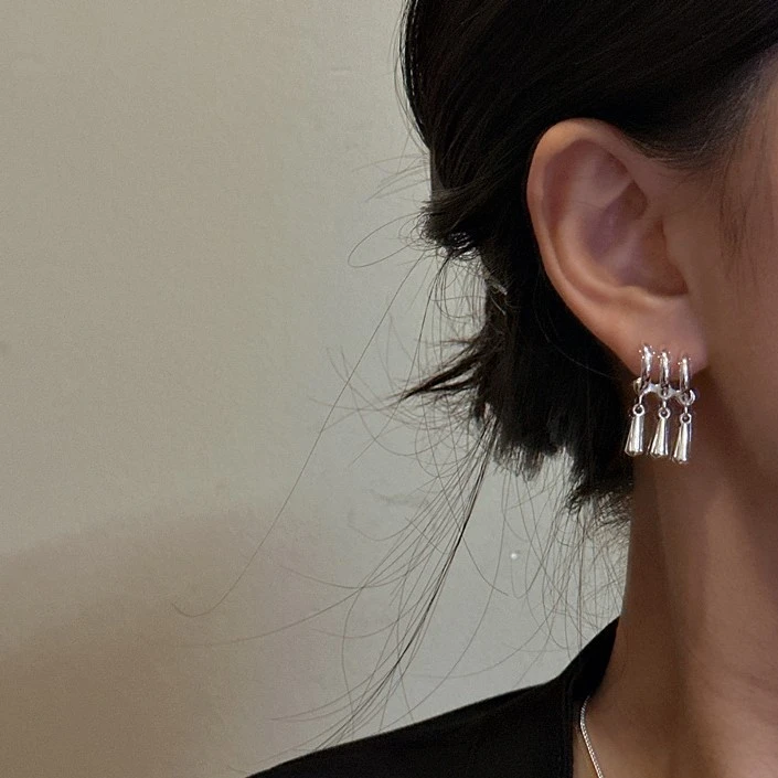 925银耳饰 韩版小众设计感水滴个性耳环三层时髦简约设计耳钉
