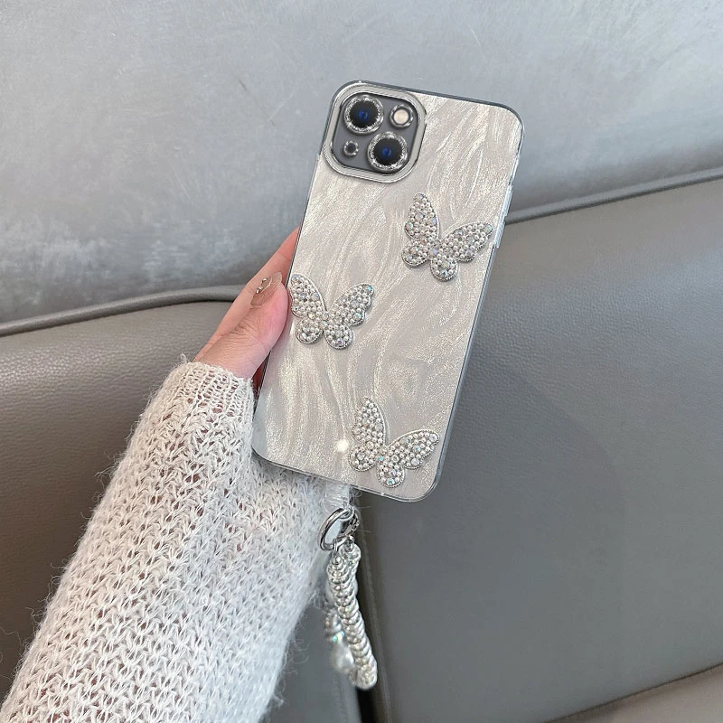 适用苹果15手机壳iphone15promax女plus带镜头膜pro全包防摔蝴蝶