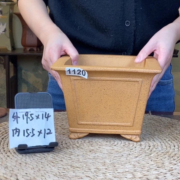 花盆紫砂 福利柴烧窗面云角四方1120