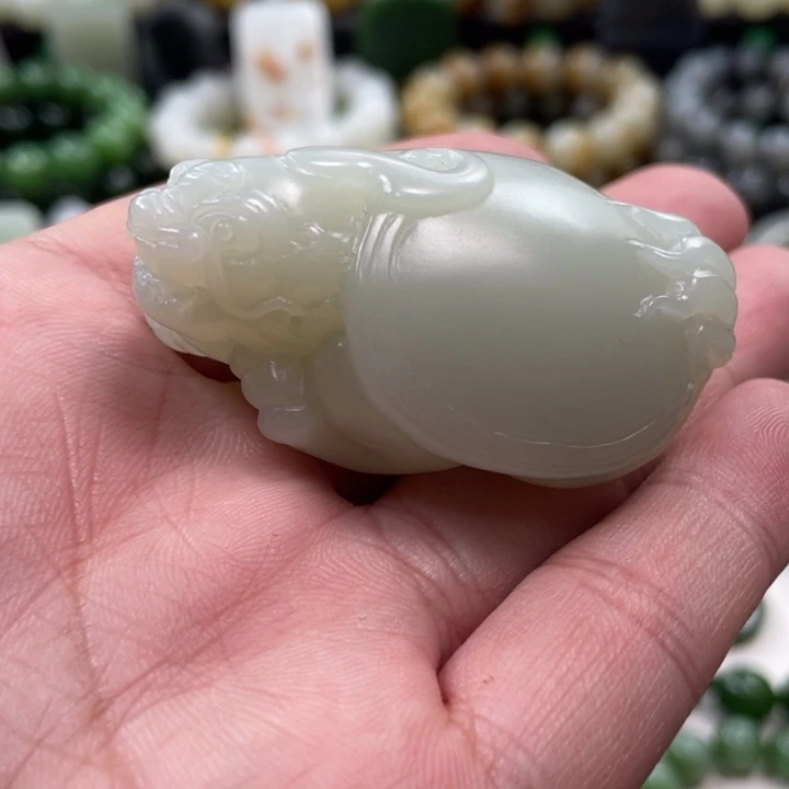 和田玉未镶嵌手串新疆迪克兰色龙龟