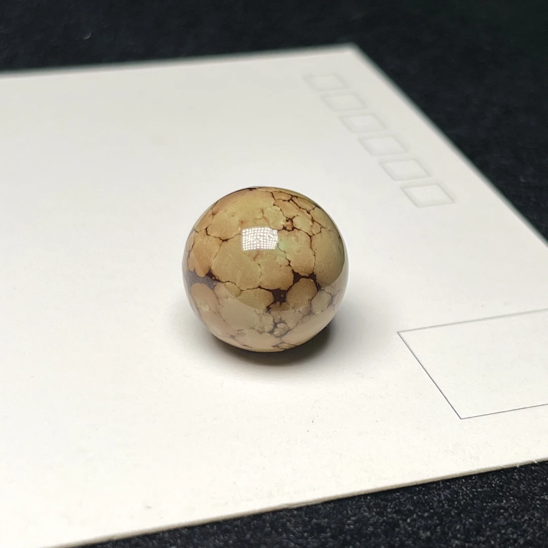 原矿高瓷无优化绿松石圆珠 直径16mm重5.7克特色卡其棕红色多宝