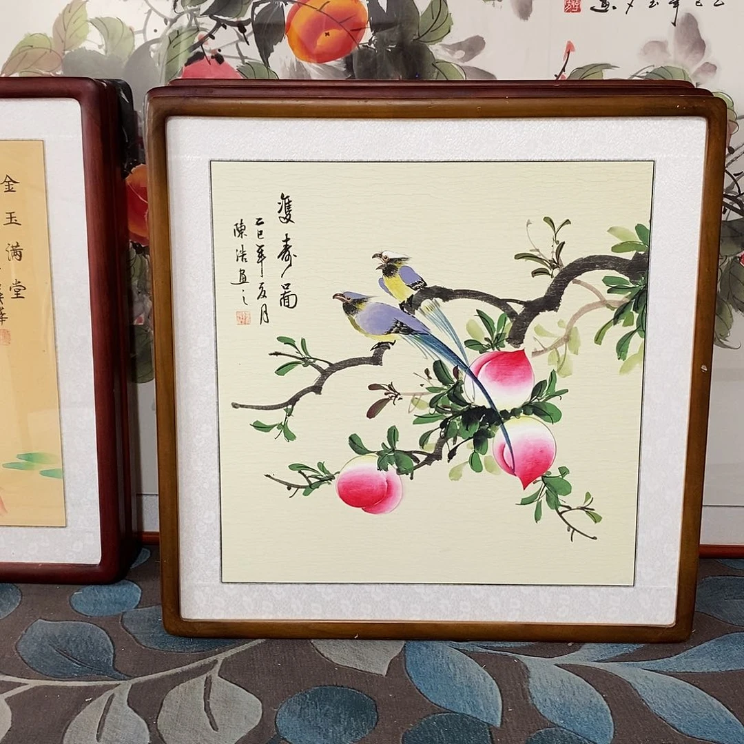 国画带框尺寸62✖️62手绘包邮