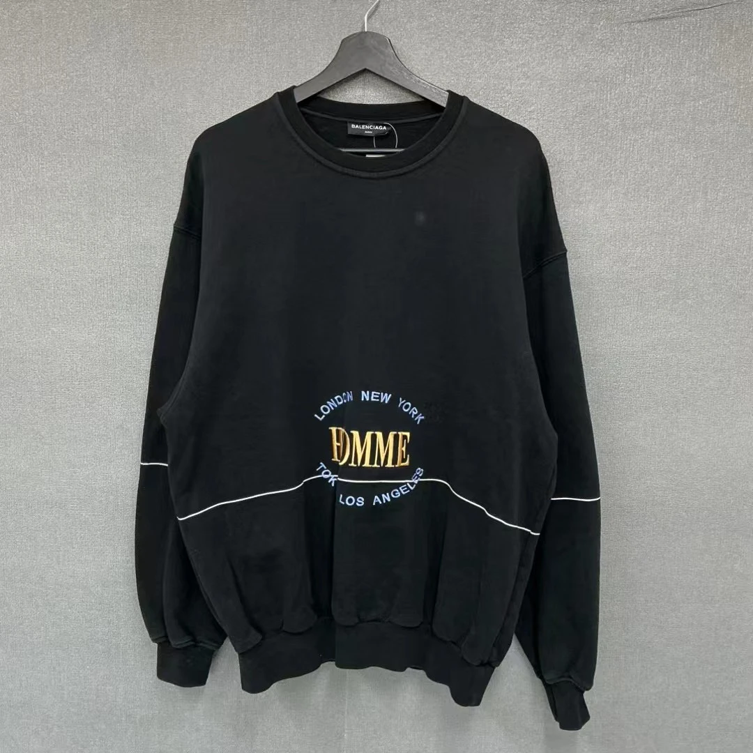 99新 Balenciaga/巴黎世家 Homme刺绣logo套头卫衣 xs码