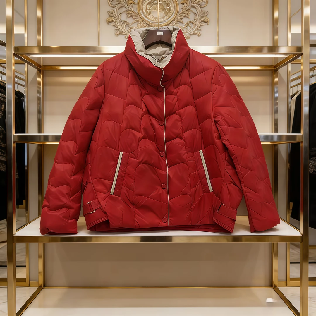 K10短款简约大红羽绒服