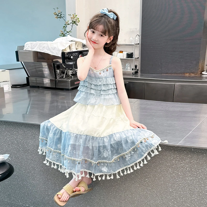 女童波西米亚风连衣裙2025夏季新款中大童甜美海边度假风森系长裙