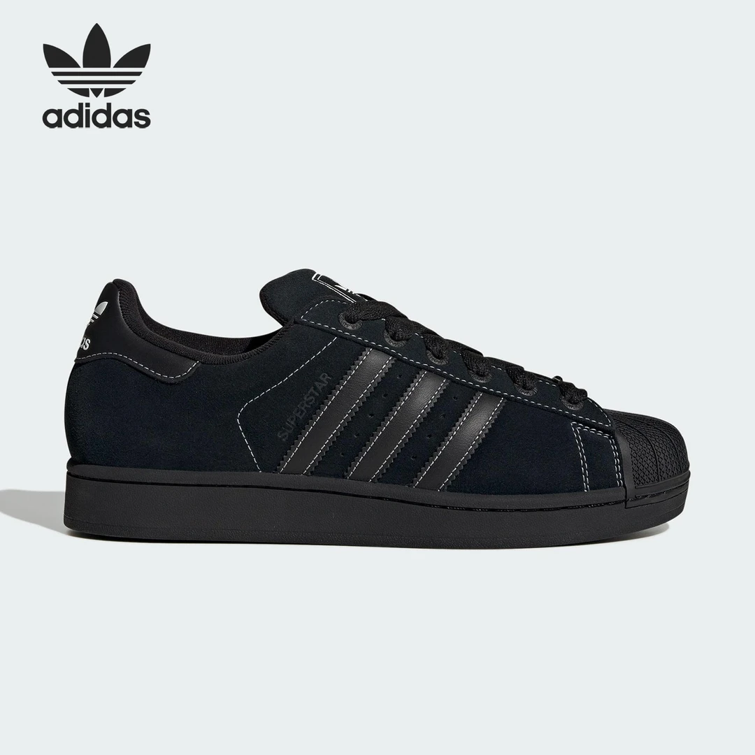 Adidas/阿迪达斯正品三叶草男女皮革耐磨系带日常板鞋KI9520