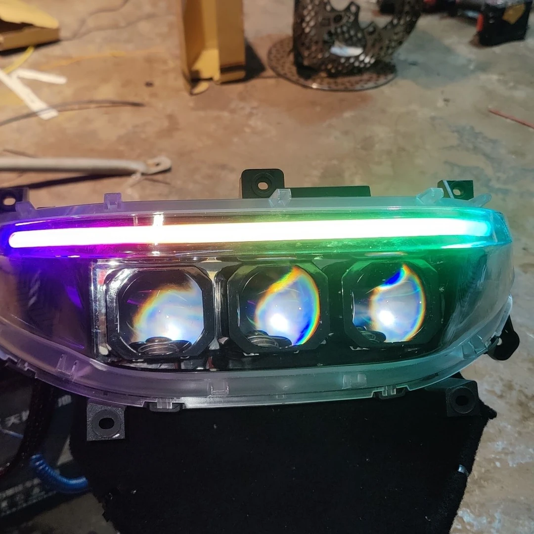 九号MNzF系列大灯改装三近三远透镜APP电调高低可调led日行灯150W