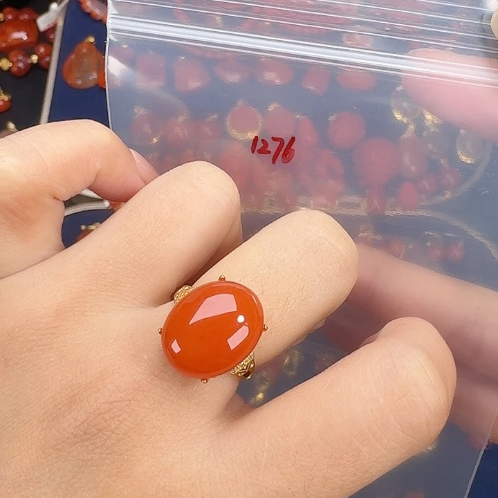 南红玛瑙银S925镶嵌戒指