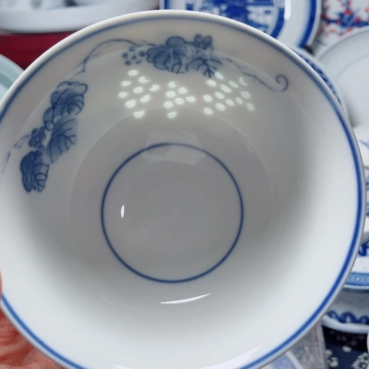 青花玲珑5寸饭碗葡萄