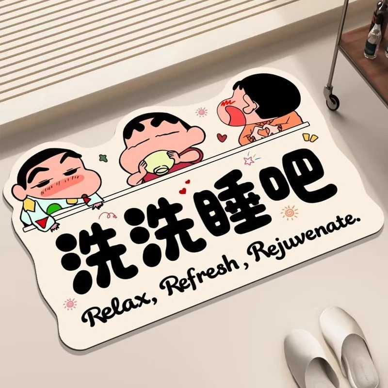 卡通蜡笔小新软硅藻泥浴室吸水地垫防滑速干卫生间脚垫耐脏耐磨垫