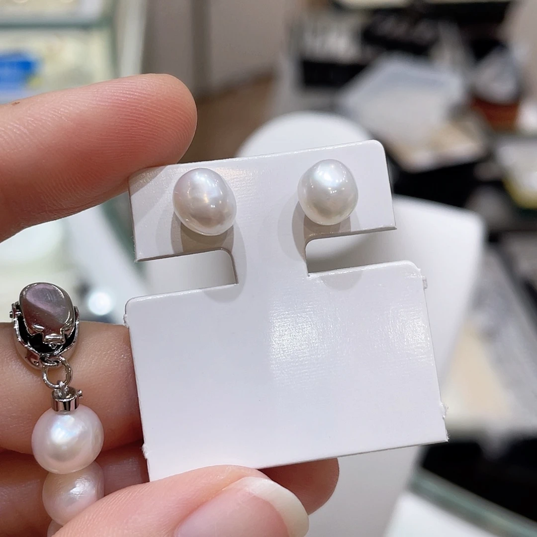 银S925镶嵌淡水珍珠耳饰