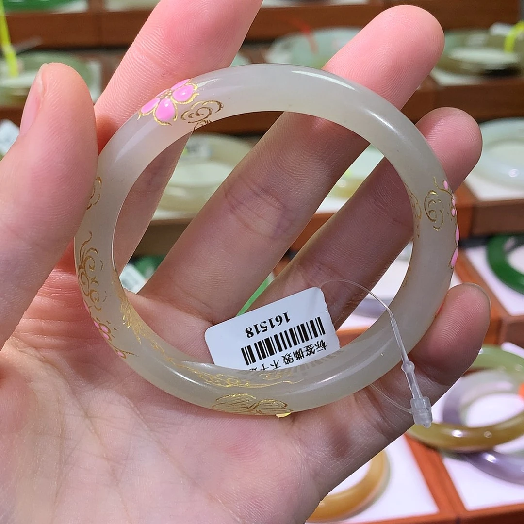 和田玉未镶嵌手镯53.54