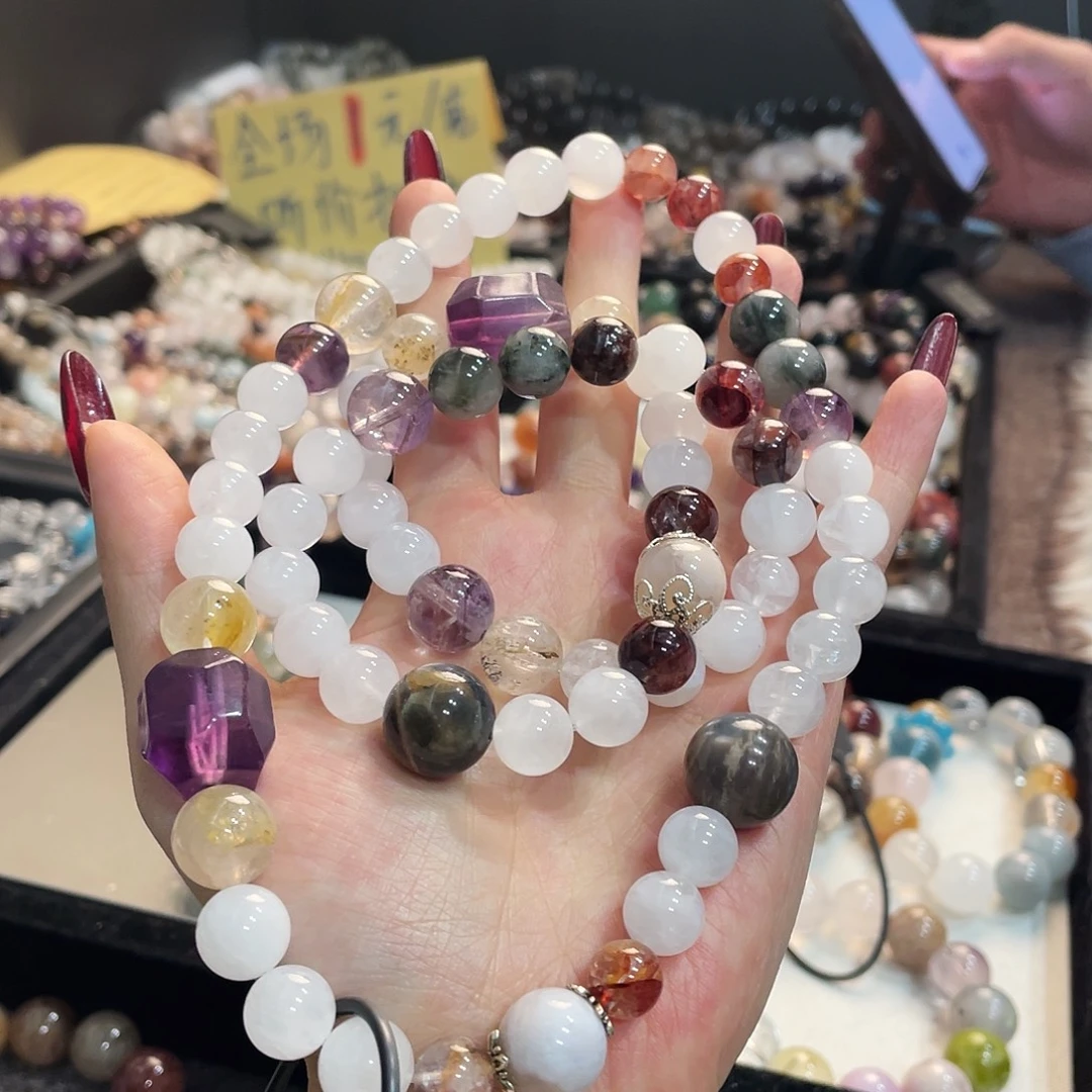 水晶未镶嵌手链白幽灵双圈