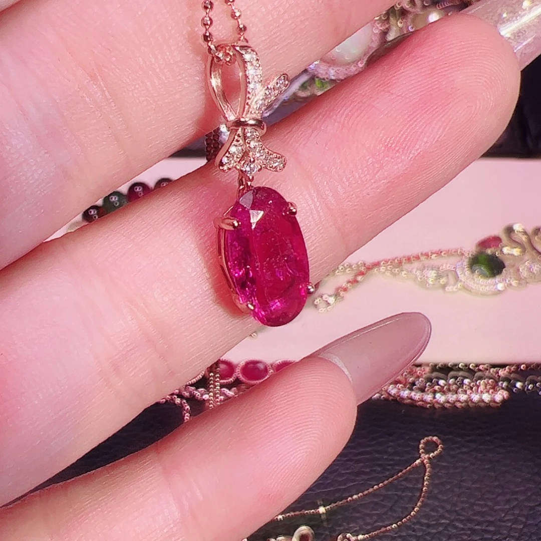 碧玺碧玺吊坠银S925镶嵌