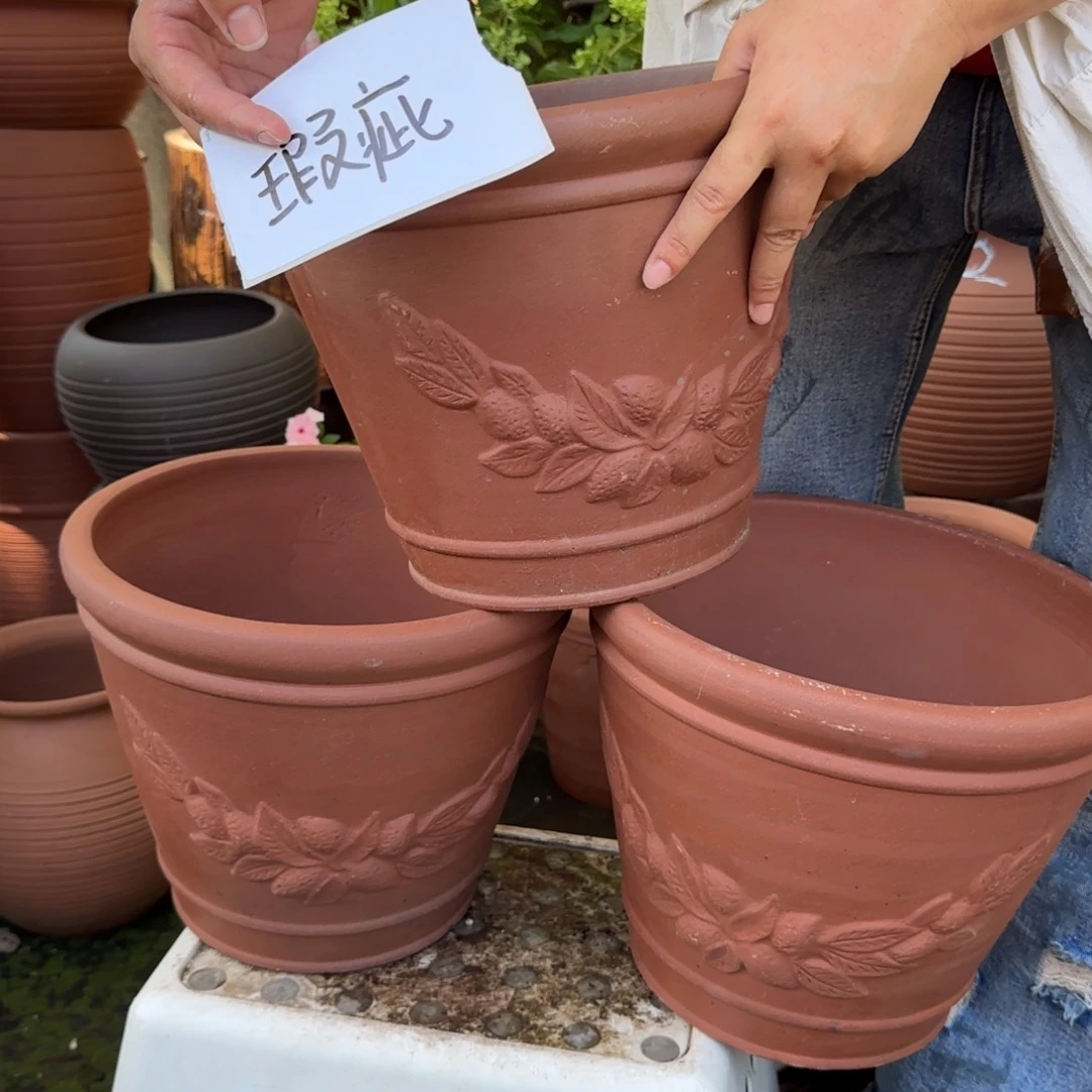 紫砂花盆口30高24宜兴紫砂瑕疵粗糙花泥