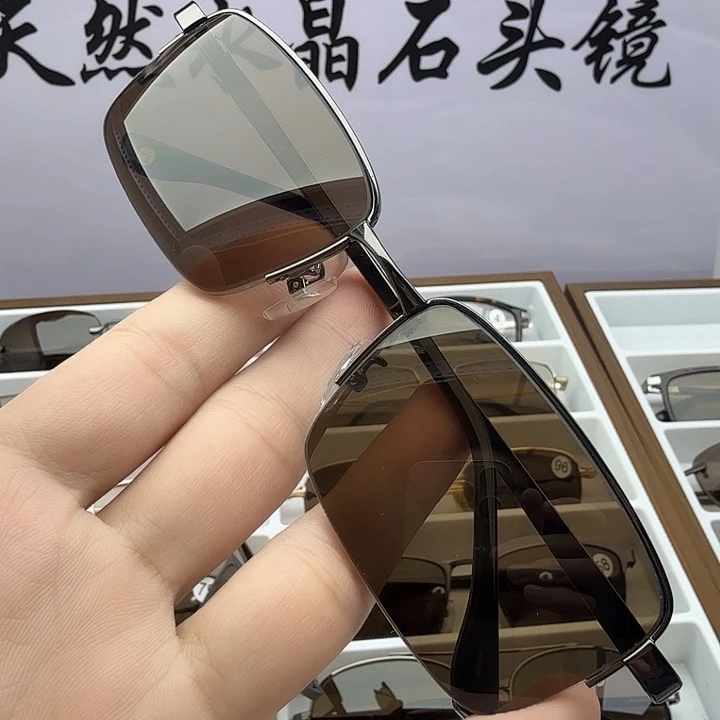 半框款天然水晶石头镜，假一赔十万元