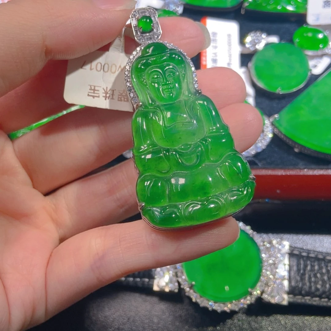 翡翠银S925镶嵌吊坠(不含链)