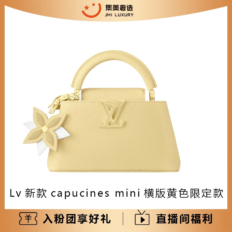 全新未使用 LouisVuitton/路易威登 capucines mini黄色包/JM9710