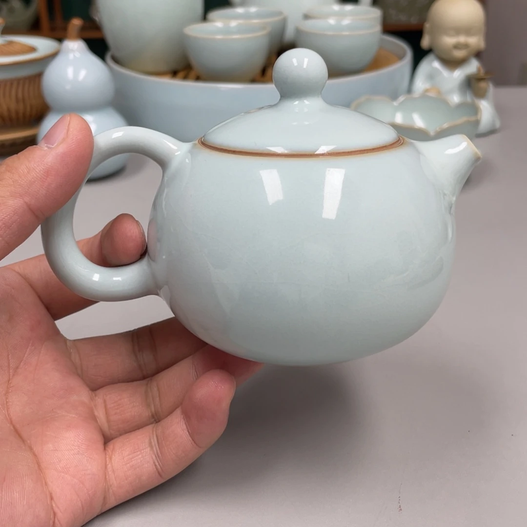 全***江瓷天青色瑕张君老师西施壶