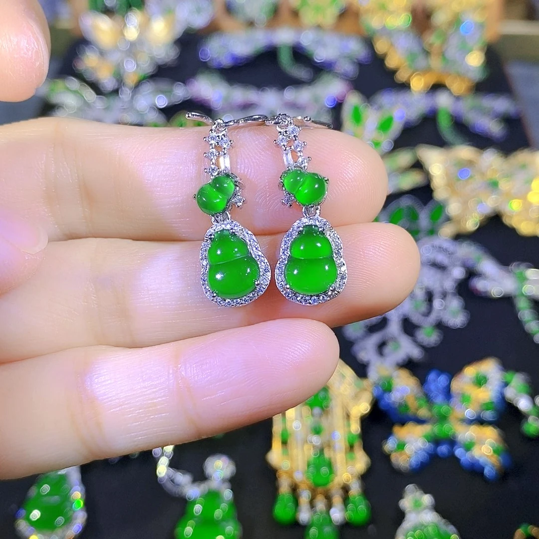 吊坠(不含链)银S925镶嵌翡翠