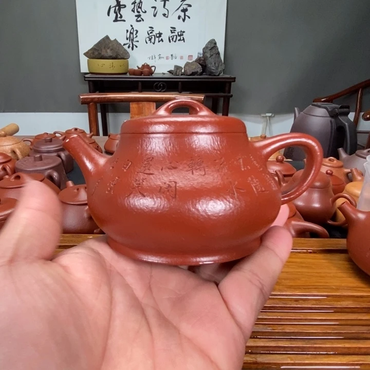 紫砂茶壶原矿朱泥柱瓢