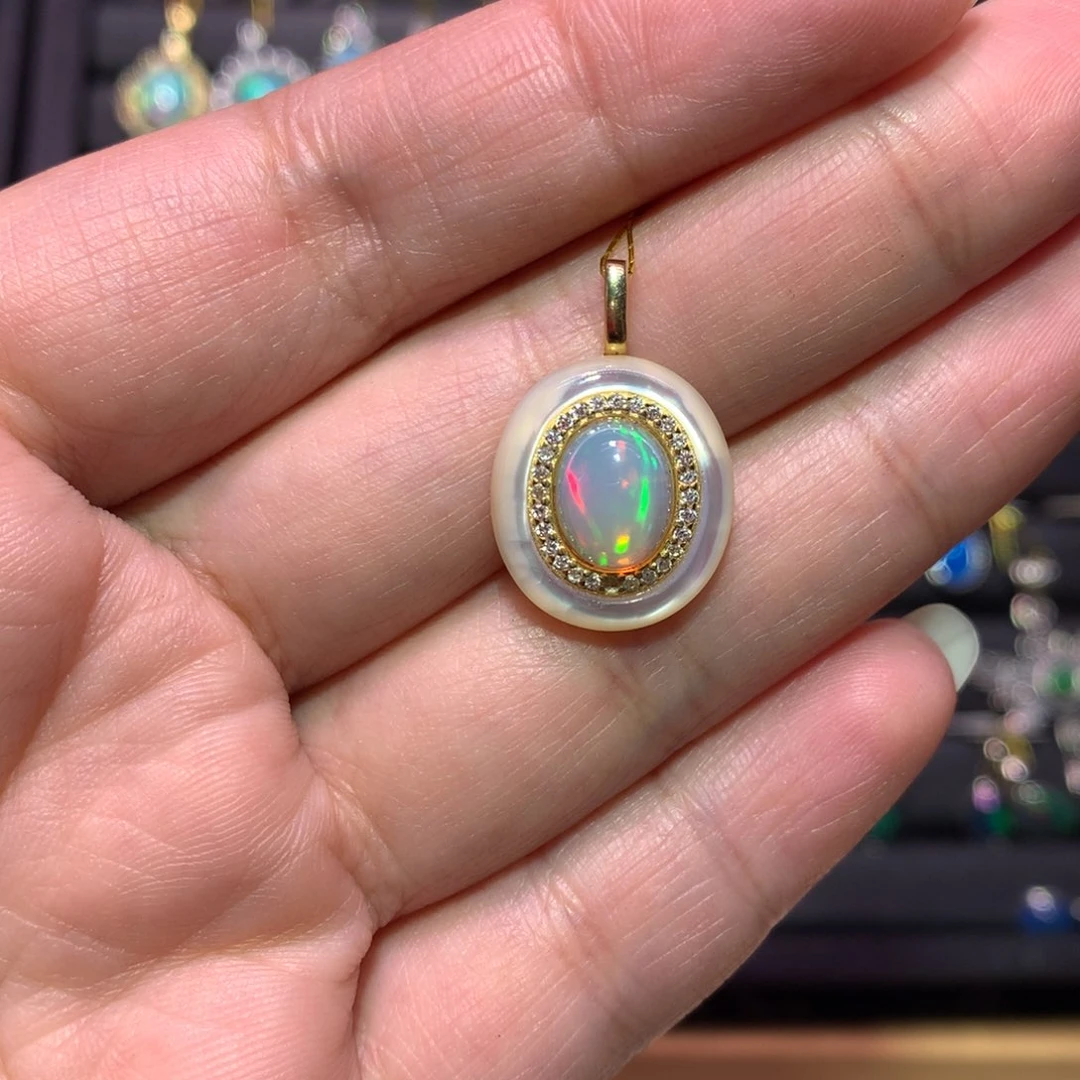 银S925镶嵌欧泊吊坠款式