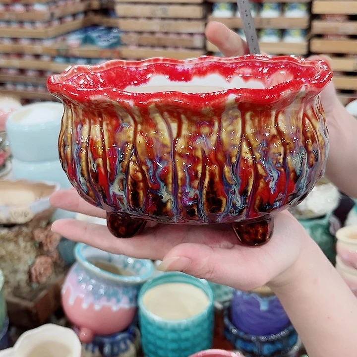 有孔.凑单10元陶瓷花盆发货！