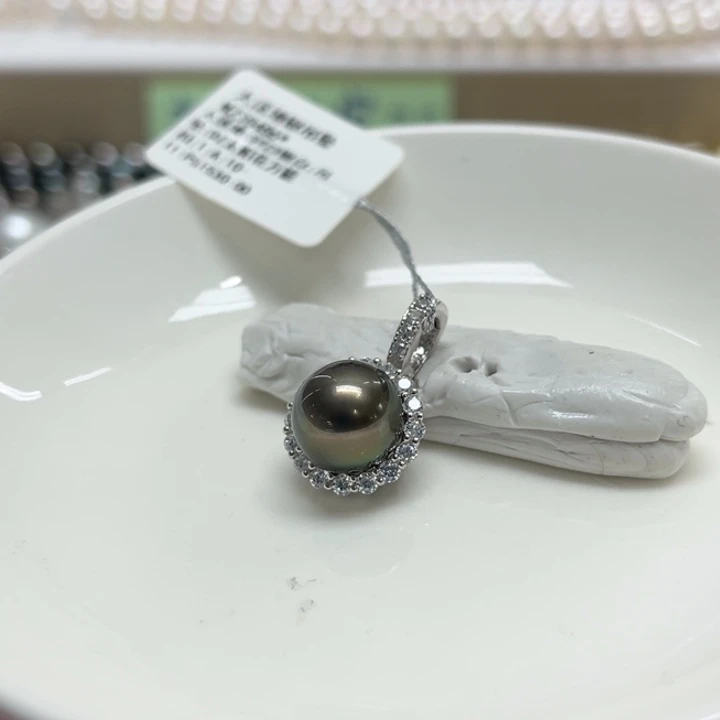 银S925镶嵌吊坠(不含链)海水珍珠10-11m 46号