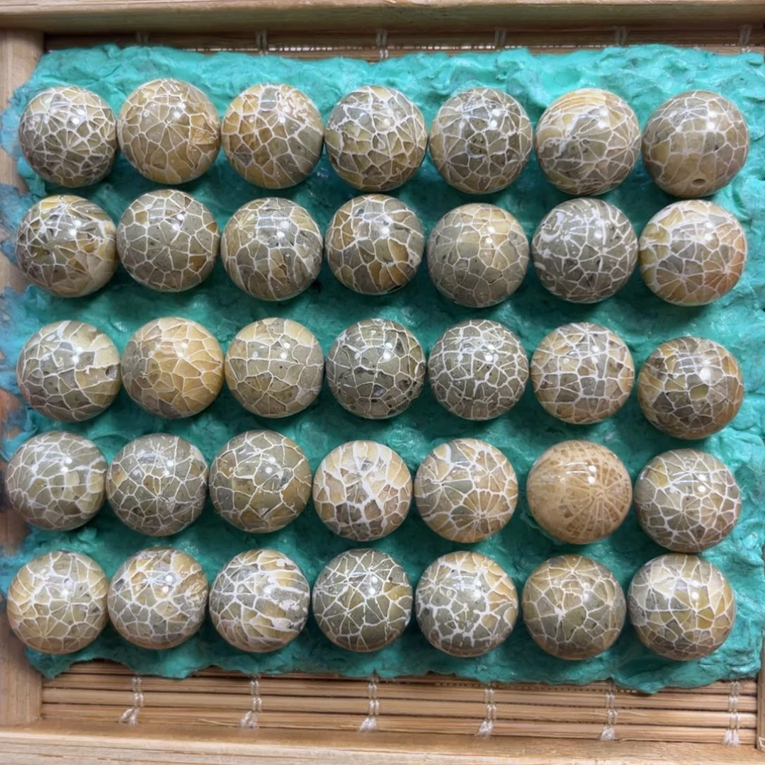 硅化玉未镶嵌颈饰绿料小万花圆珠20米1个