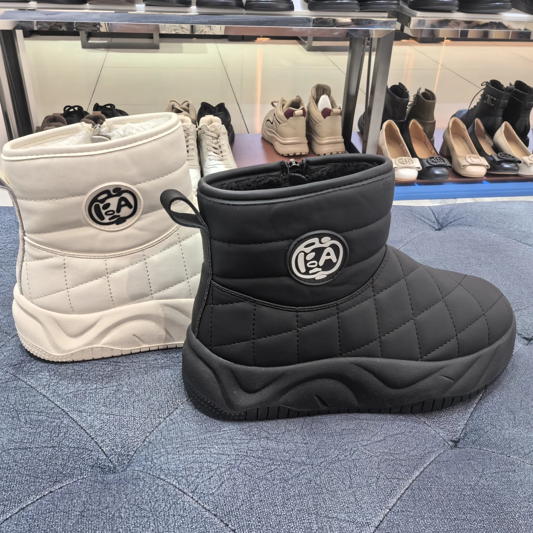 富贵鸟短靴保暖厚绒厚底侧拉链雪地靴G3RL618CR-9