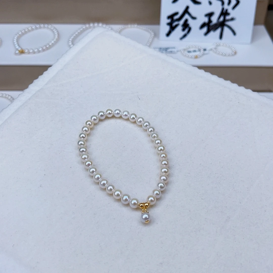 银S925镶嵌手绳淡水珍珠5-6天然淡水珍珠手链