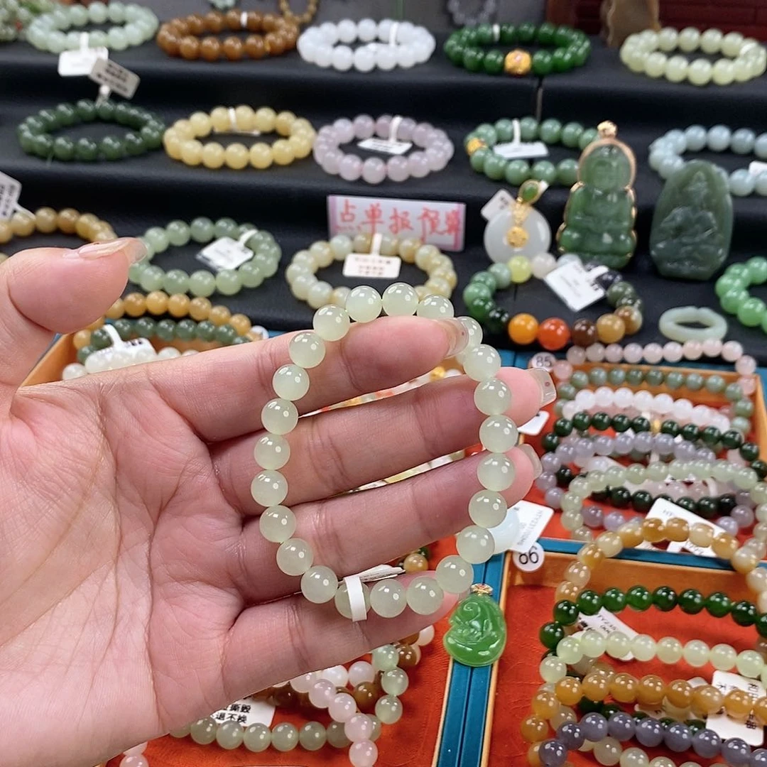 和田玉手链 8MM未镶嵌冰晴