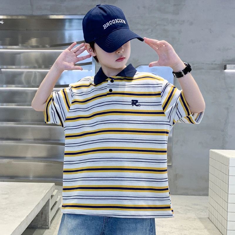 童装男童夏装短袖2025新款polo衫夏季男孩帅气儿童中大童衣服酷帅
