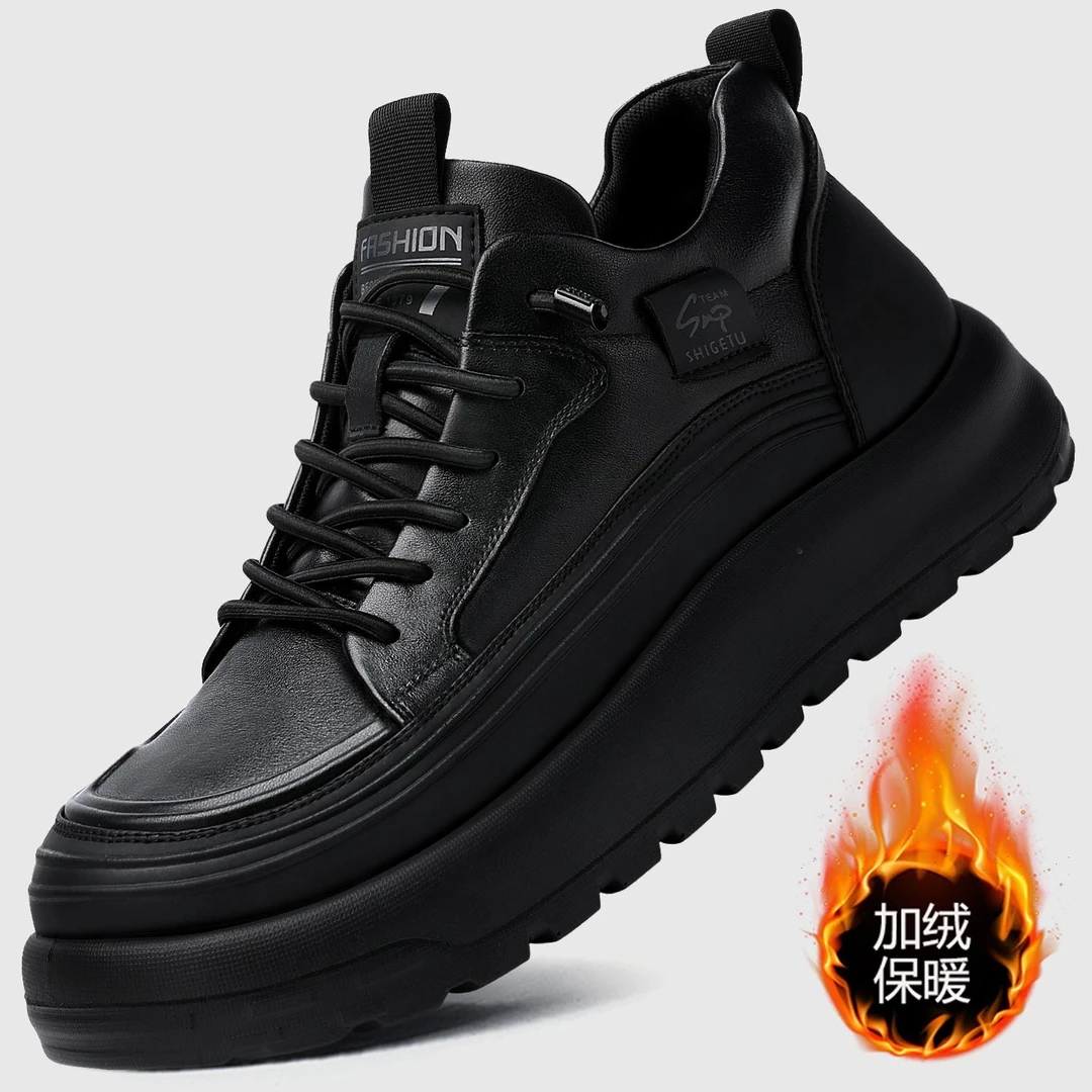 板鞋男时尚冬季新款潮流保暖高帮运动鞋子软厚底防滑男士休闲鞋