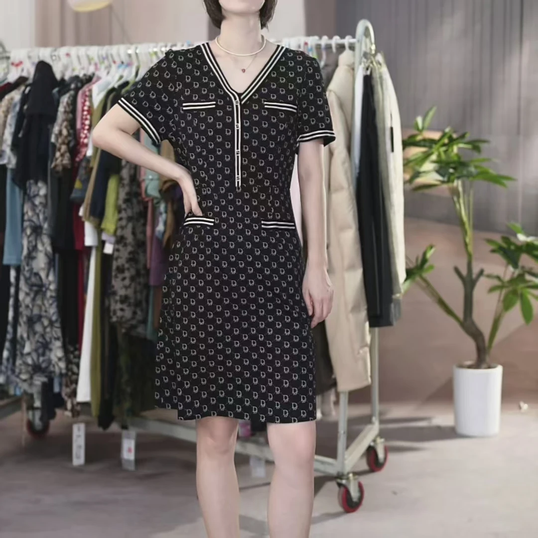 XB576-X夏季透气遮肉连衣裙法式收腰复古女装