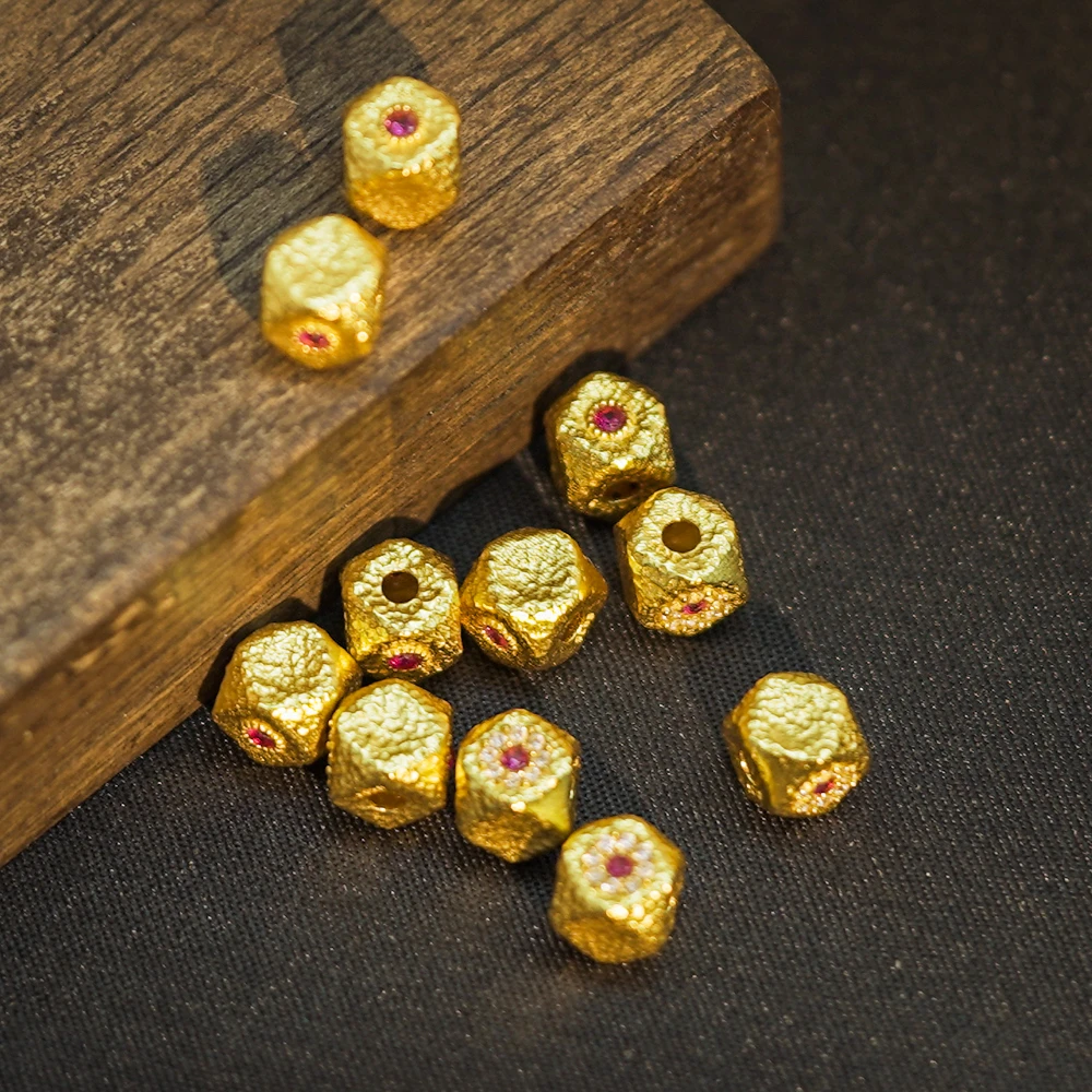 925银银制品 【发1颗】 7+*6 银饰散珠DIY文玩珠宝PJ300