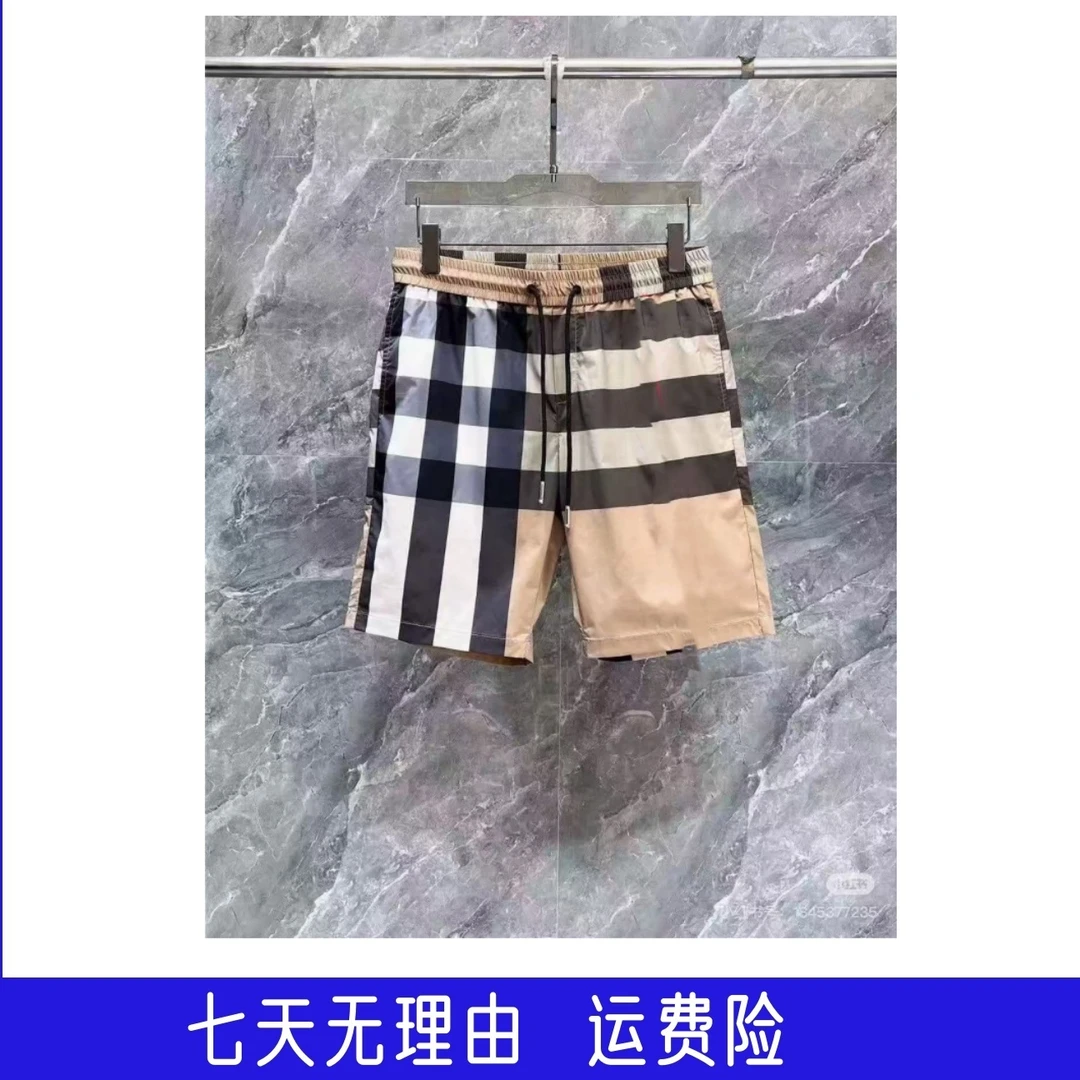 2025大格子抽绳松紧腰时尚短裤 JXRY